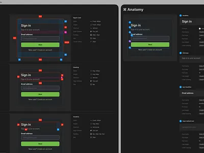 Sign-In Card Spacing Anatomy - Dark Mode branding product design ui ux visual design