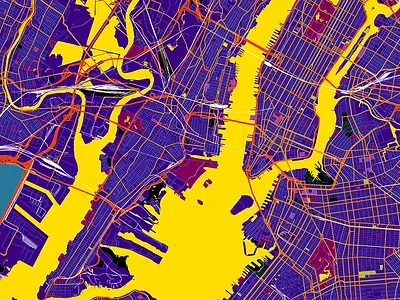 Neon City: New York abstract city flat map neon new york purple road street texture vector yellow