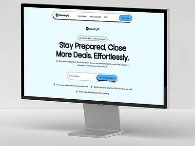 MeetingIQ - AI Powered Sales Meeting Assistant Hero Section hero landing meeting saas ui website