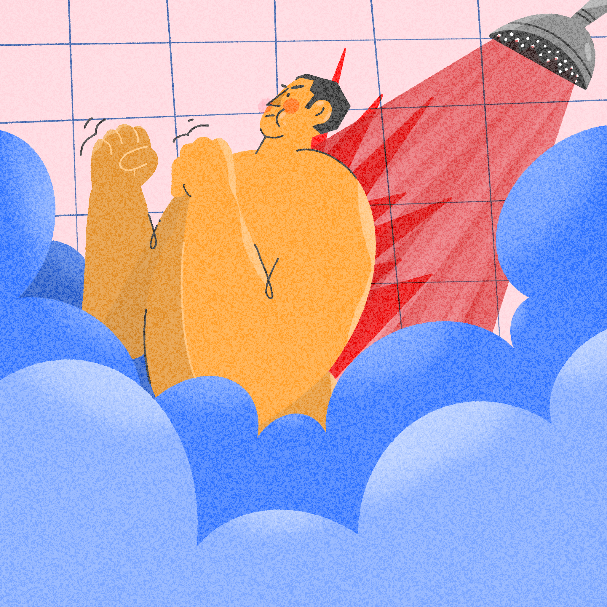 Hot Hot Hot Shower art character expressive illustration people procreate