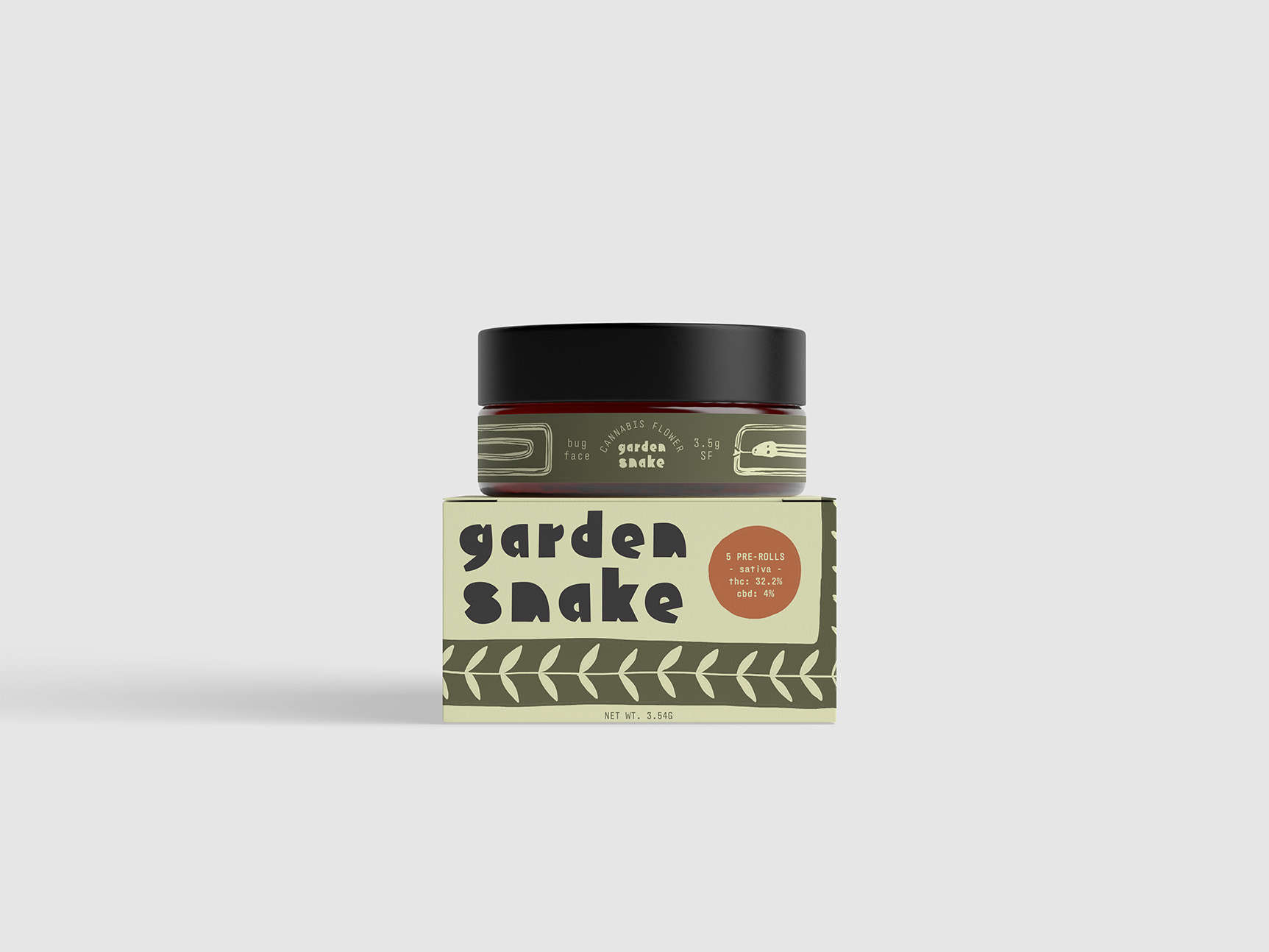 garden snake cannabis packaging concept block block print box cannabis crunchy earthy folk granola handmade hippie packaging print quirky retro simple