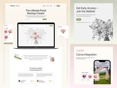 🌷BloomVision – Landing Page UI for Early Access & Feature Tease clean cta driven layout conversion optimized page customer trust building layout early access page ux elegant landing page design email opt in ui design interactive feature roadmap ux landing page design modern gradient layout newsletter signup ui product launch landing page scroll based webflow ui soft feminine website design soft tone webflow theme upcoming feature highlight ui waitlist page webflow webflow design webflow for saas landing pages webflow landing page design