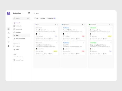 Modern Project Management Software Dashboard product design productivity project management saas ui ux design
