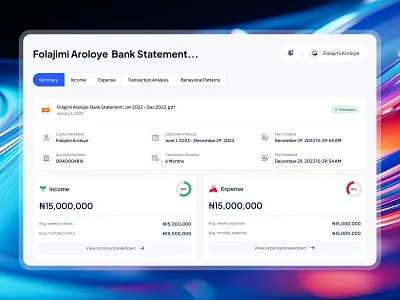 Bank Statement Summary Dashboard design figma ui uidesign ux