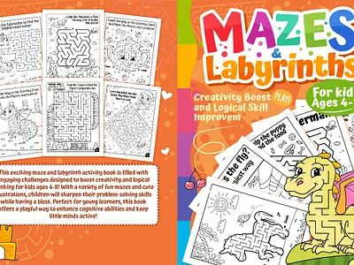 Mazes Labyrinths for kids ages 4-8 coloring book
