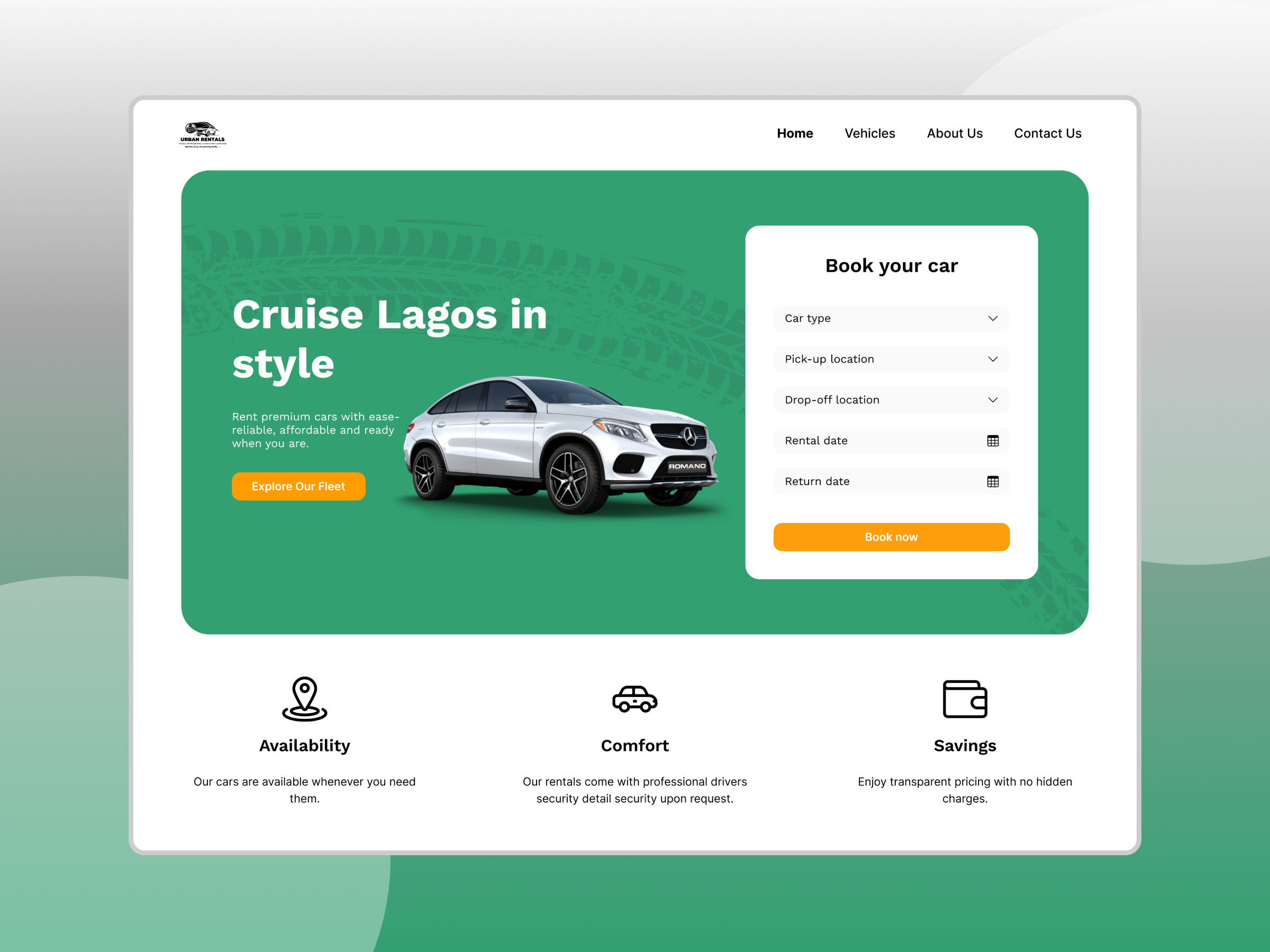 Car Rental Website car rental design graphic design ui ui design ux ux design visual design website website design