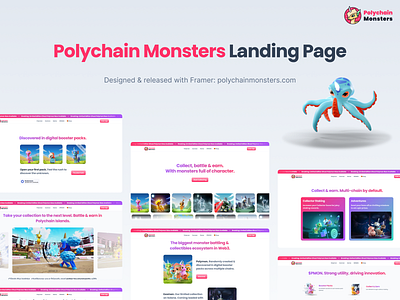 Polychain Monsters: Landing Page crypto design framer graphic design nft product design ui ux web3