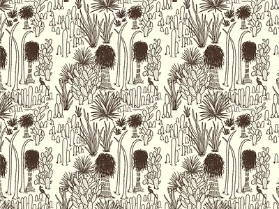 Desert Chronicles: Botanical Study cacti desert illustration pattern succulents textile wallpaper