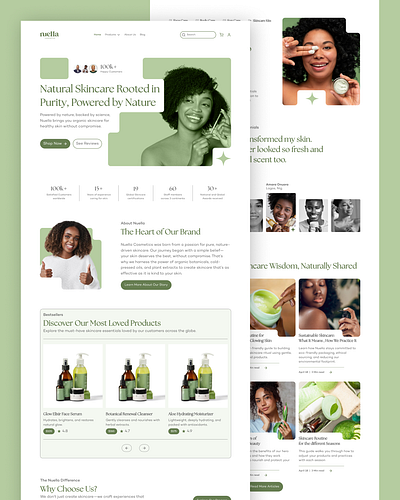 Nuella - Skincare Landing Page graphic design landing page product design ui uiux ux web page website design
