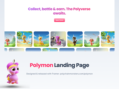 Polychain Monsters: Polymon Subpage crypto design framer graphic design nft product design ui ux web3