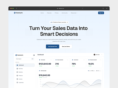 Saleslytic – Smart AI Sales Hero Section ai ai ux clean design hero section landing page marketing minimalist saas sales ui ux web design