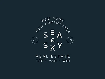 SEA & SKY REAL ESTATE BADGE badge icon logo ocean pnw real estate sea sky typography vector vintage