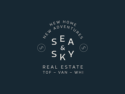 SEA & SKY REAL ESTATE BADGE badge icon logo ocean pnw real estate sea sky typography vector vintage