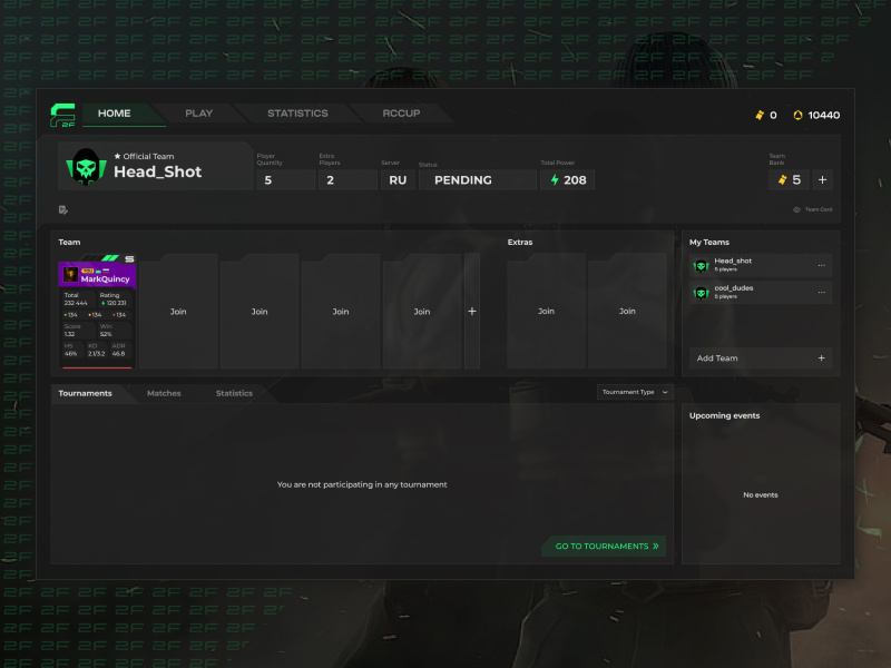 F2F – Esports Team Dashboard UI dark dark mode dashboar esports futuristic gaming gaming dashboard team dashboard tech uxui
