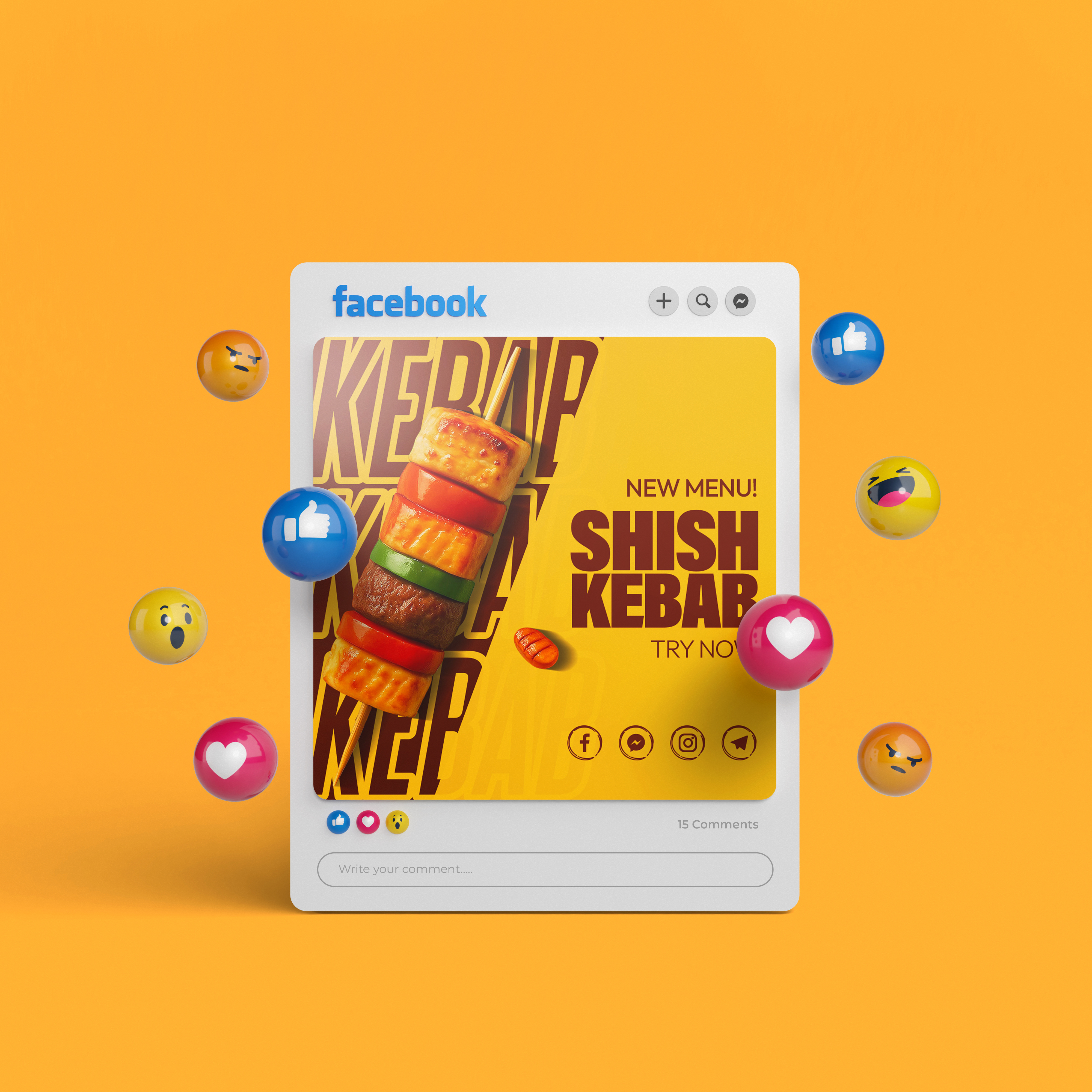 🔥 Shish Kebab Promo Ad Design – Food Advertising ads ads creative advertising branding food ad food advertisement food design graphic design marketing shish kebab social media post