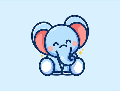 Ptitou adorable animal baby blue cartoon character children cute elephant happy illustration lovely mascot