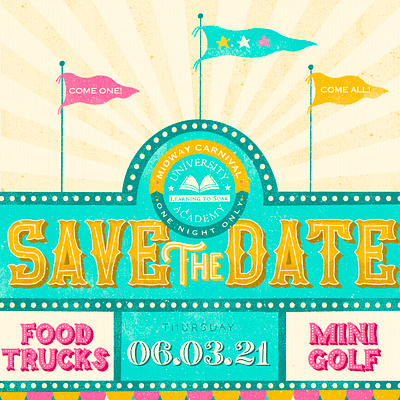 Midway Carnival carnival food trucks illustration midway mini golf save the date
