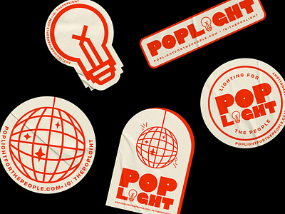 POPLIGHT stickers art direction branding design disco disco stickers graphic design modern stickers stickers