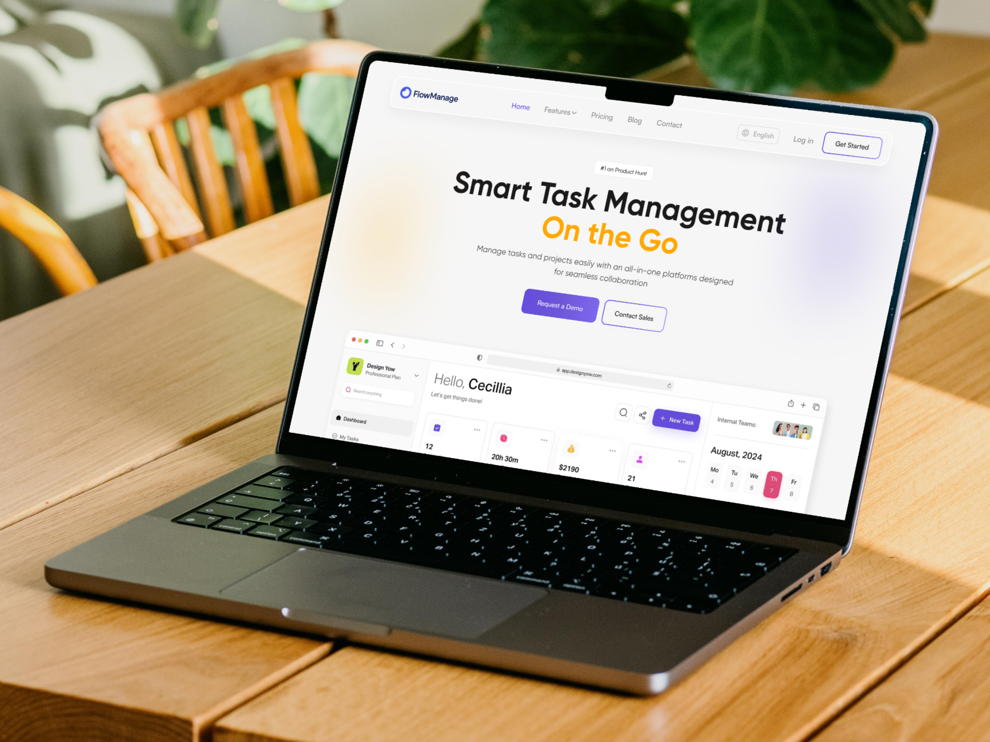 FlowManage - Saas Landing Page Header ai ai website clean landingpage management minimal project saas saas header saas landing page saas website styguide tech design tech website ui ux ux design website