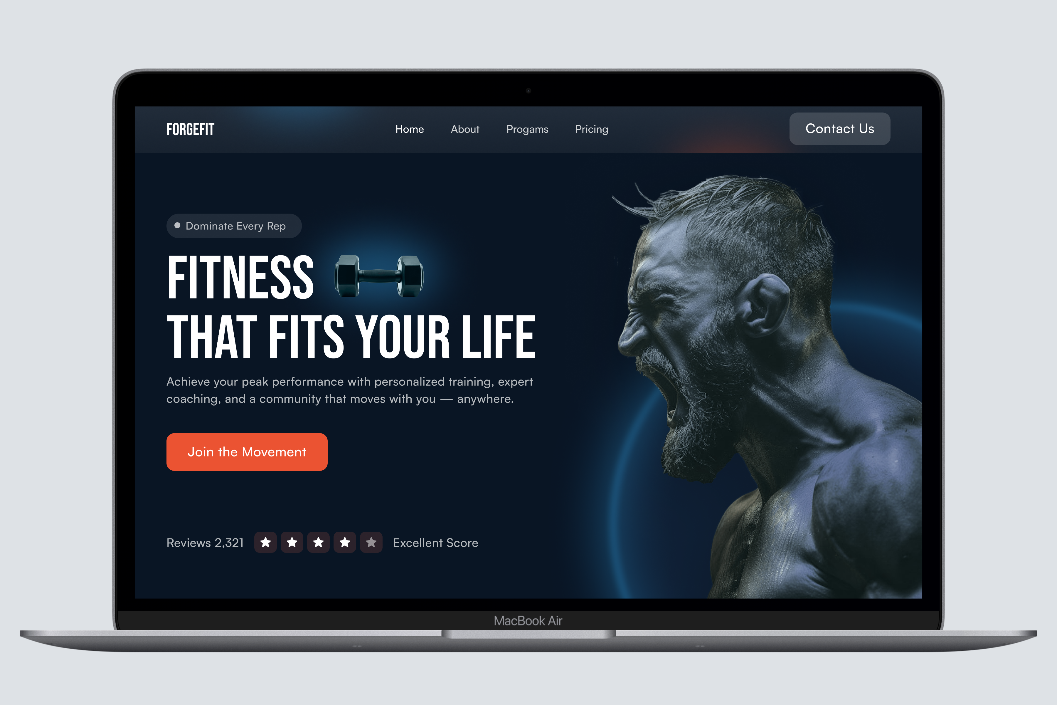 Fitness & Gym Website Hero Section Design ai animation app branding fitness graphic design gym header hero landing landing page logo modern motion graphics sport ui ux web website workout