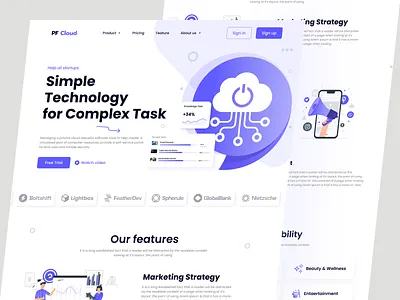 PF Cloud- SaaS website landing page Design app app landing page branding business design falconthought illustration landing page logo saas app saas landing page saas website software ui ux web design website