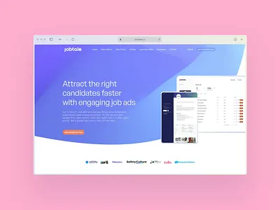 Jobtale Website Design animation employee figma job marketplace saas startup tech web saas webflow website website startup website tech