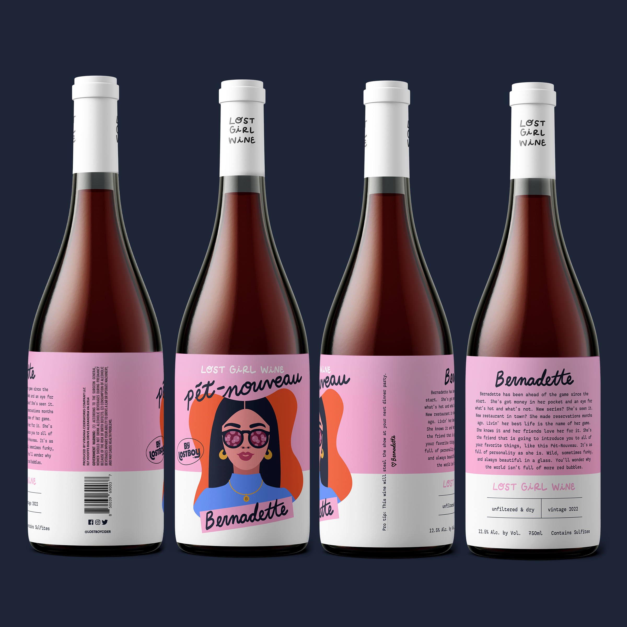 Lost Girl Wine Label Packaging design and Logo Work branding graphic design illustration label lettering logo package design packaging packaging design wine