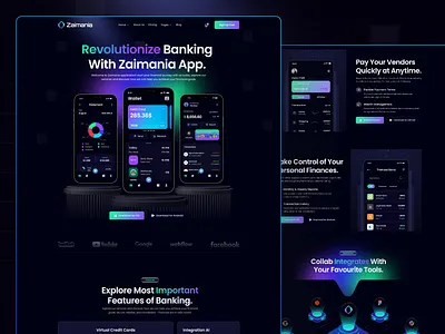 Zaimania - App Website Design app landing page app web design app website template clean uiux creative web design minimal design modern web design saas ui saas website startup template tech startup design template design ui kit uiux design uiux designer webflow app templates webflow design webflow template website concept website design