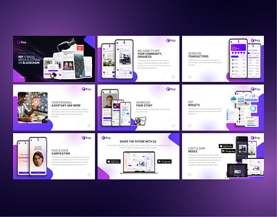 Pitch Deck for Rep. Run Social Media Platform blockchain branding deck design figma graphic design photoshop pitch deck platform powerpoint presentation social media web3