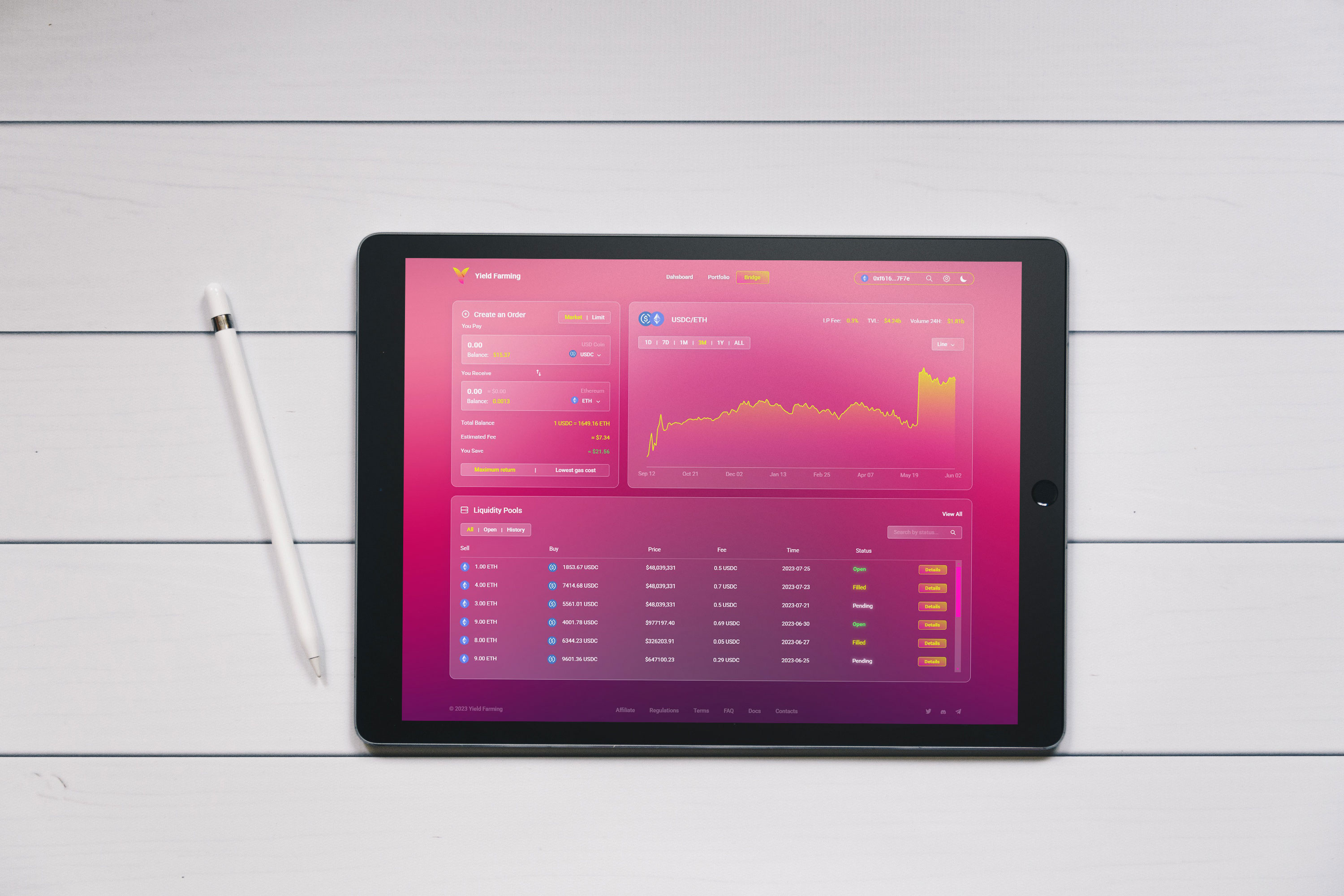 Yield Farming - UI UX Dashboard Template crypto dashboard defi farming investing investment product design saas staking swap template trading ui ux user panel wallet web app web design web ui web3 yield