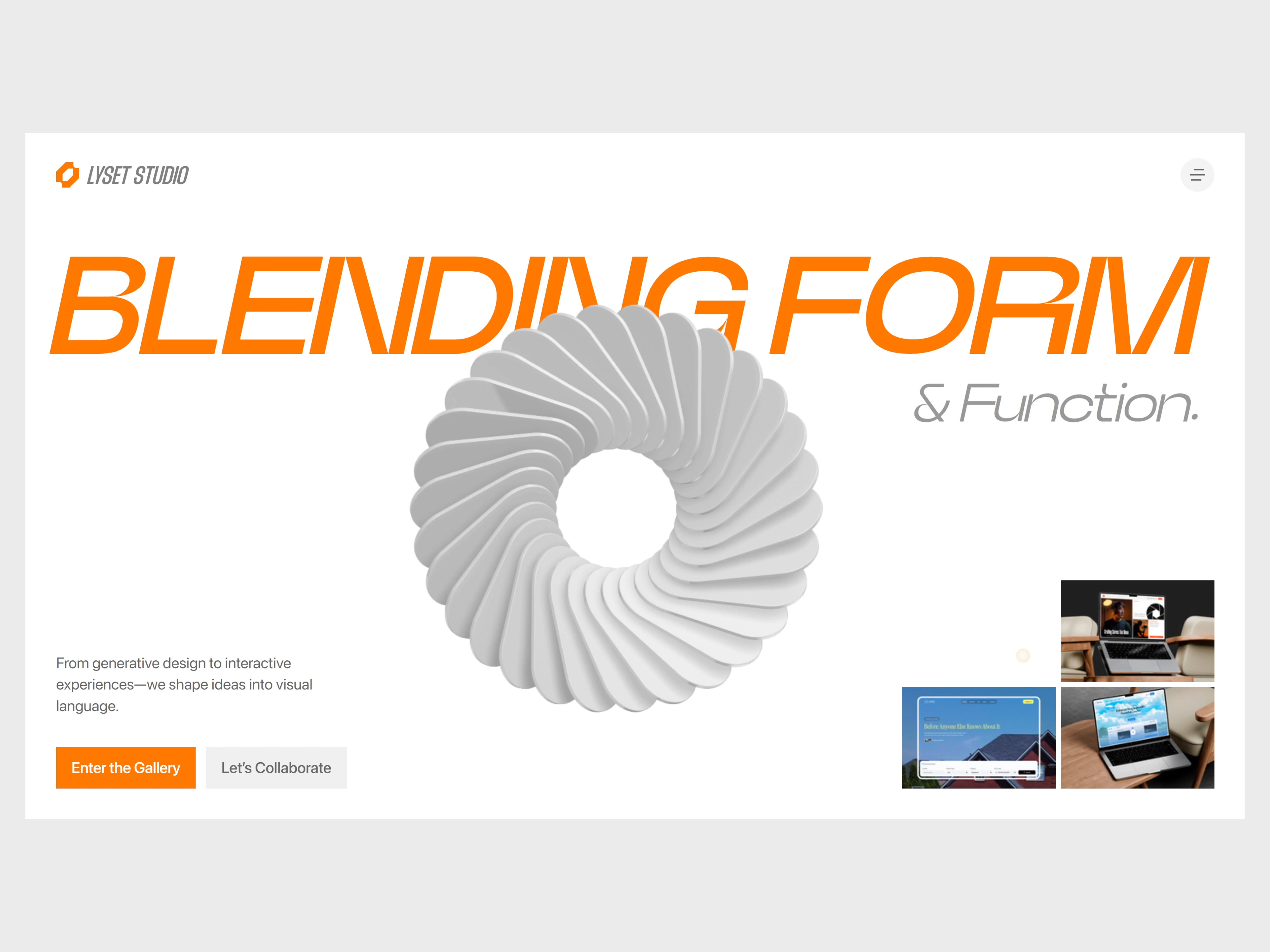 Lyset Studio - Hero section exploration 3d agency animation design hero section navbar portfolio typography ui web design website work