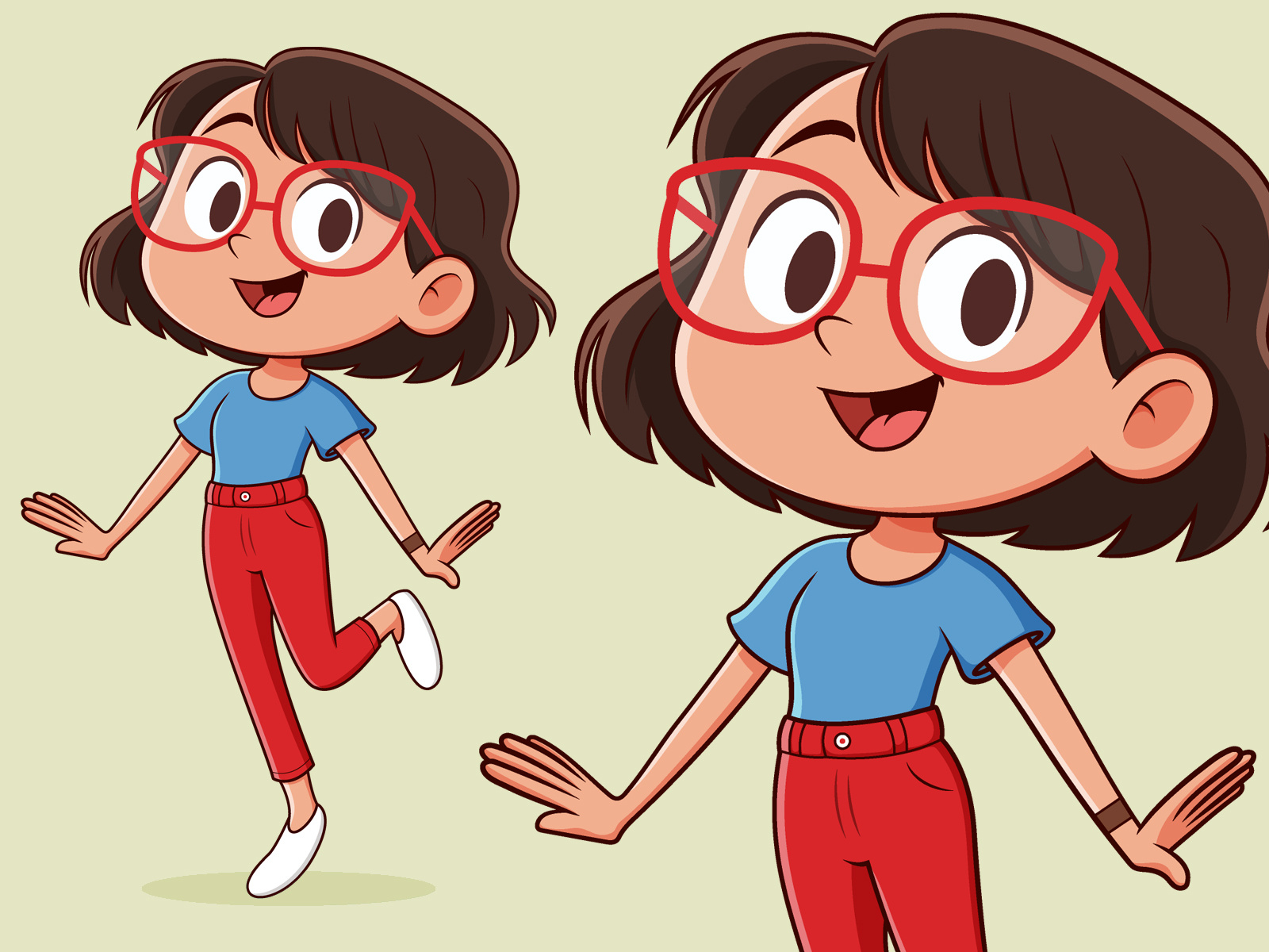Example of Happy Girl Cartoon Character