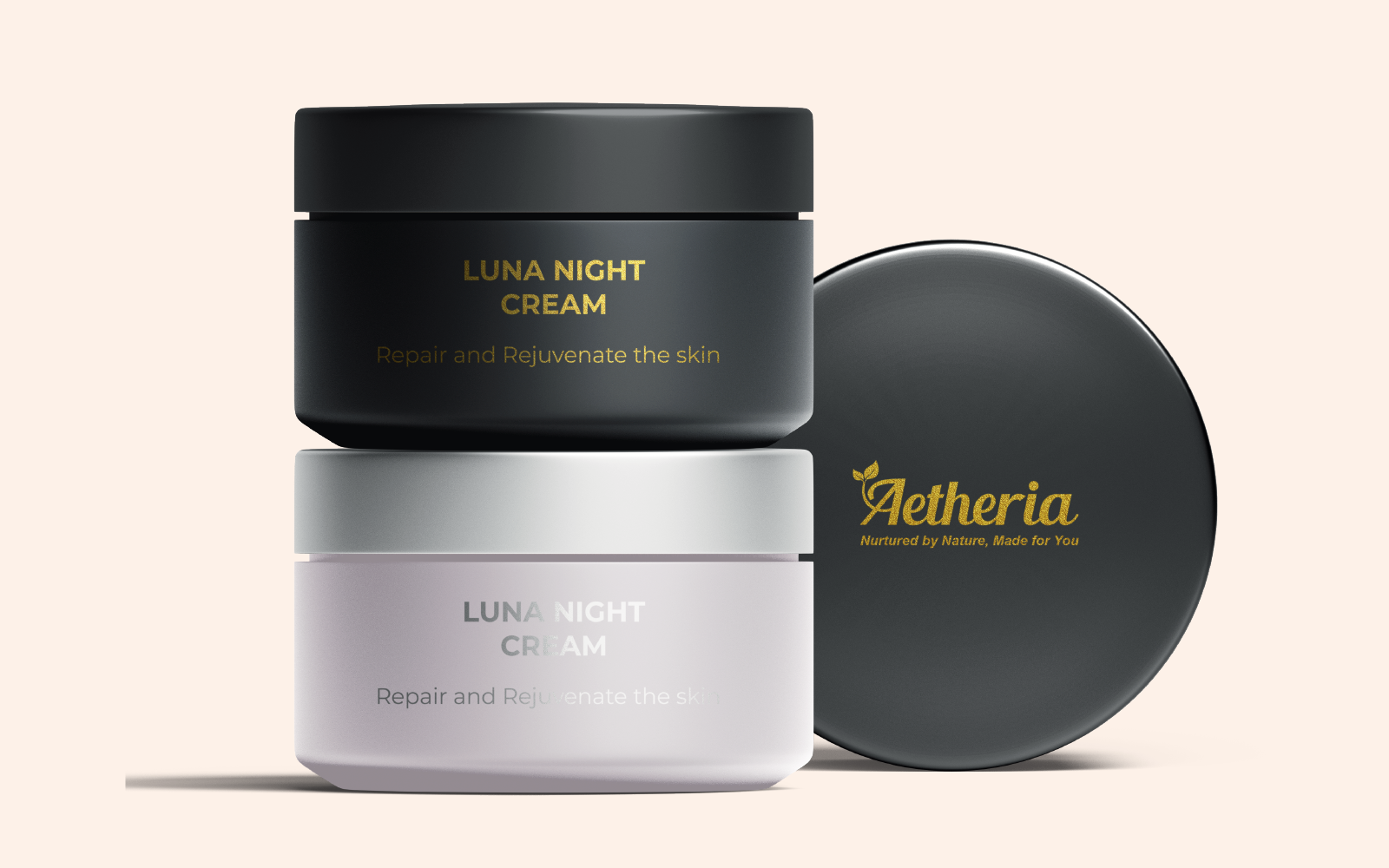Aetheria Skin Care aetheria beaty brand beauty black branding branding design cream jar designing presentation skincare skincare branding spray bottle