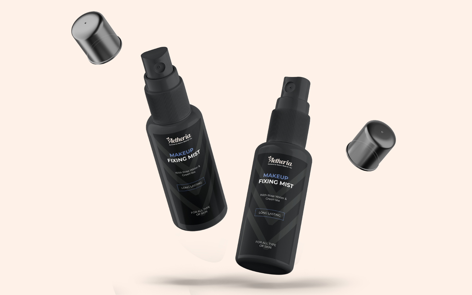 Aetheria Skin Care aetheria beaty brand beauty black branding branding design cream jar designing presentation skincare skincare branding spray bottle