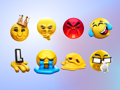 3d Emojis 3d 3d emojis 3d modeling anime crown cry emoji emojis emoticons illustration king mad render sad smile smiley