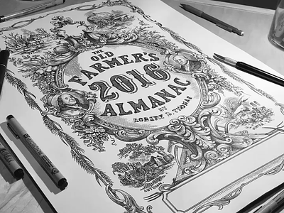 The Old Farmer's Almanac Illustrated by Steven Noble artwork book cover design engraving etching illustration line art logo scratchboard steven noble