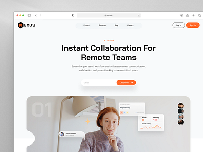 Nexus – Collaboration Platform UI prototype saas product website ui ux web design
