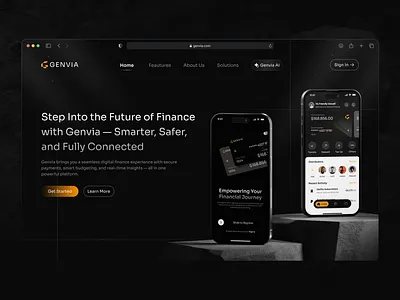 Genvia - Website Hero Section branding clean concept cool dashboard design finance finance landing page fintech fintech anding page hero herosection illustration landingpage ui uiux ux website
