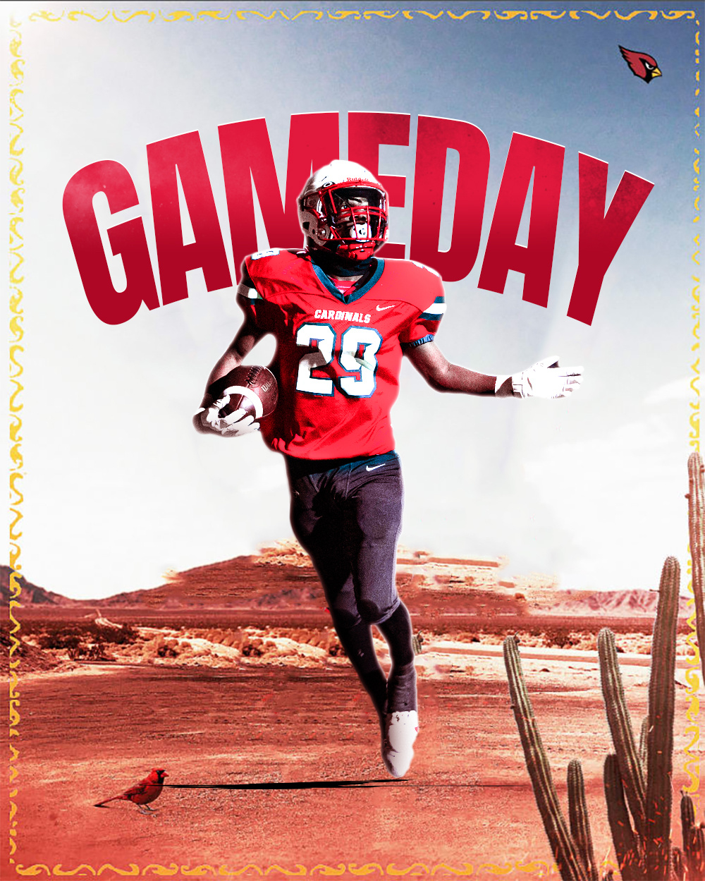 Gameday Poster: The Upper Dublin Cardinal! design event flyer football football poster gameday graphic design instagram post manipulation matchday poster social media sport event sports