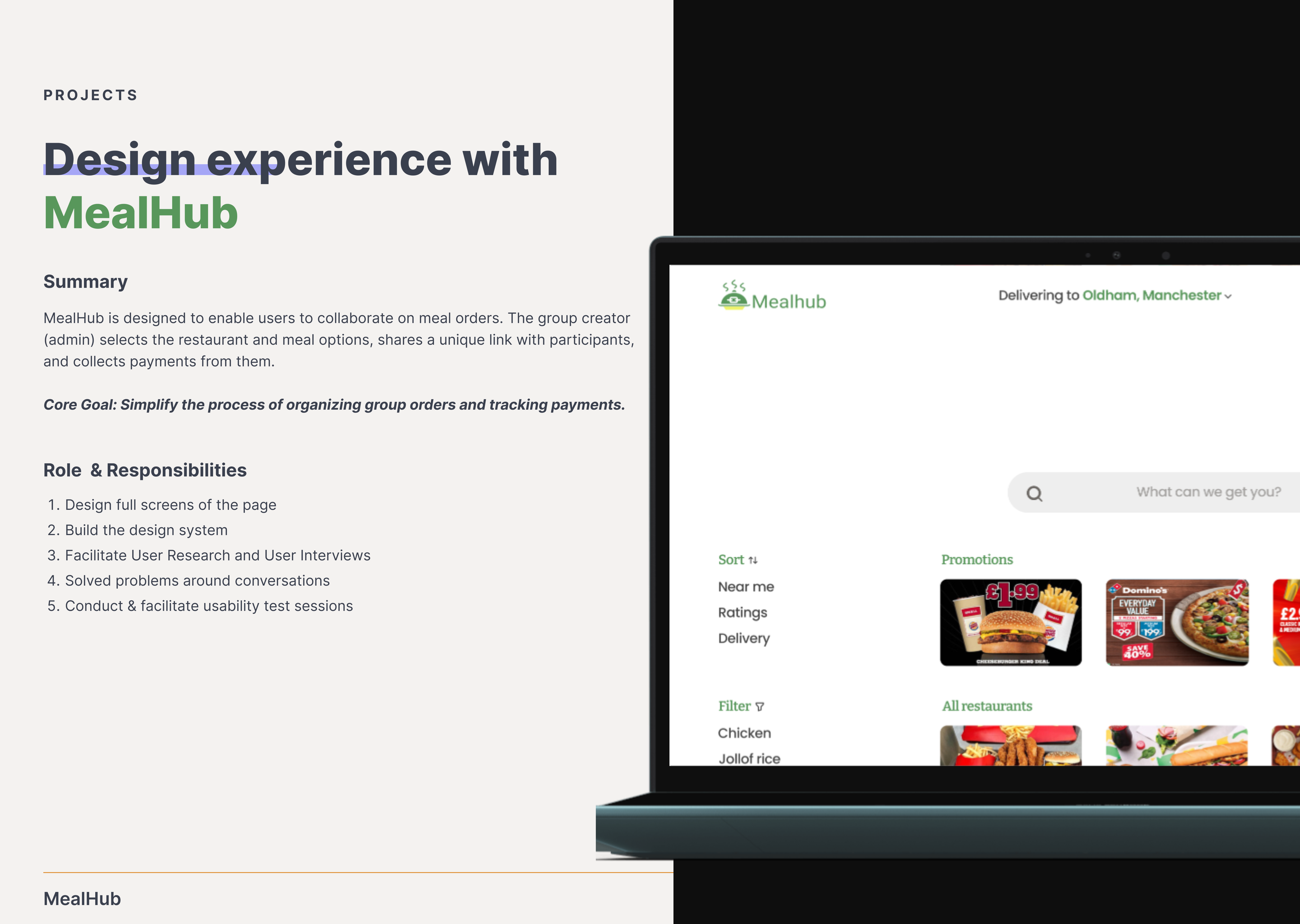 MealHub – Group Meal Ordering UX/UI Case Study figma group ordering product design uxui web design