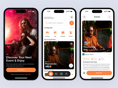Events Booking Mobile App event fiver freelancer login new new project splash trending ui ux