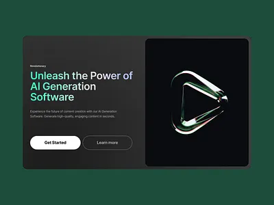 Next-Gen AI Creation Interface 3d icon ai software clean layout content creation digital product futuristic design gradient text hero section high contrast landing section minimal tech modern web next generation product launch software promotion tech interface tech startup ui concept