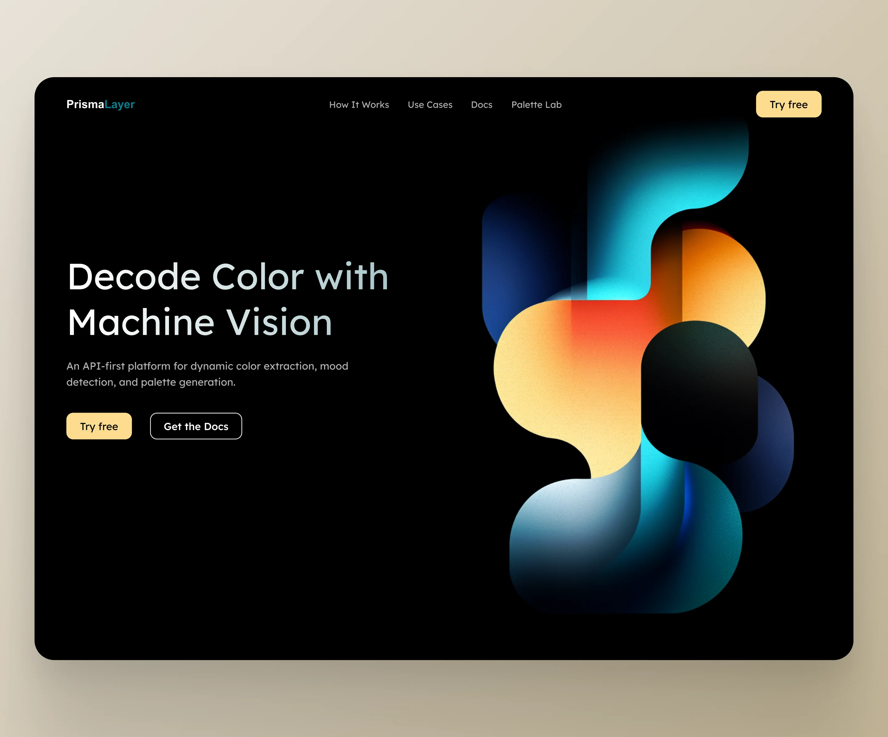 PrismaLayer – AI-Powered Color Palette UI Hero ai branding clean color dark darkmode design graphic design illustration ui ux vector