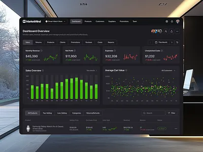 E-commerce Admin — Dark UI interface design