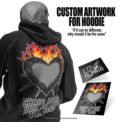 ARTWORK FOR HOODIE apparel art artwork branding dark art drawing graphic design graphic designer hoodie logo love merchandise skull tshirt design