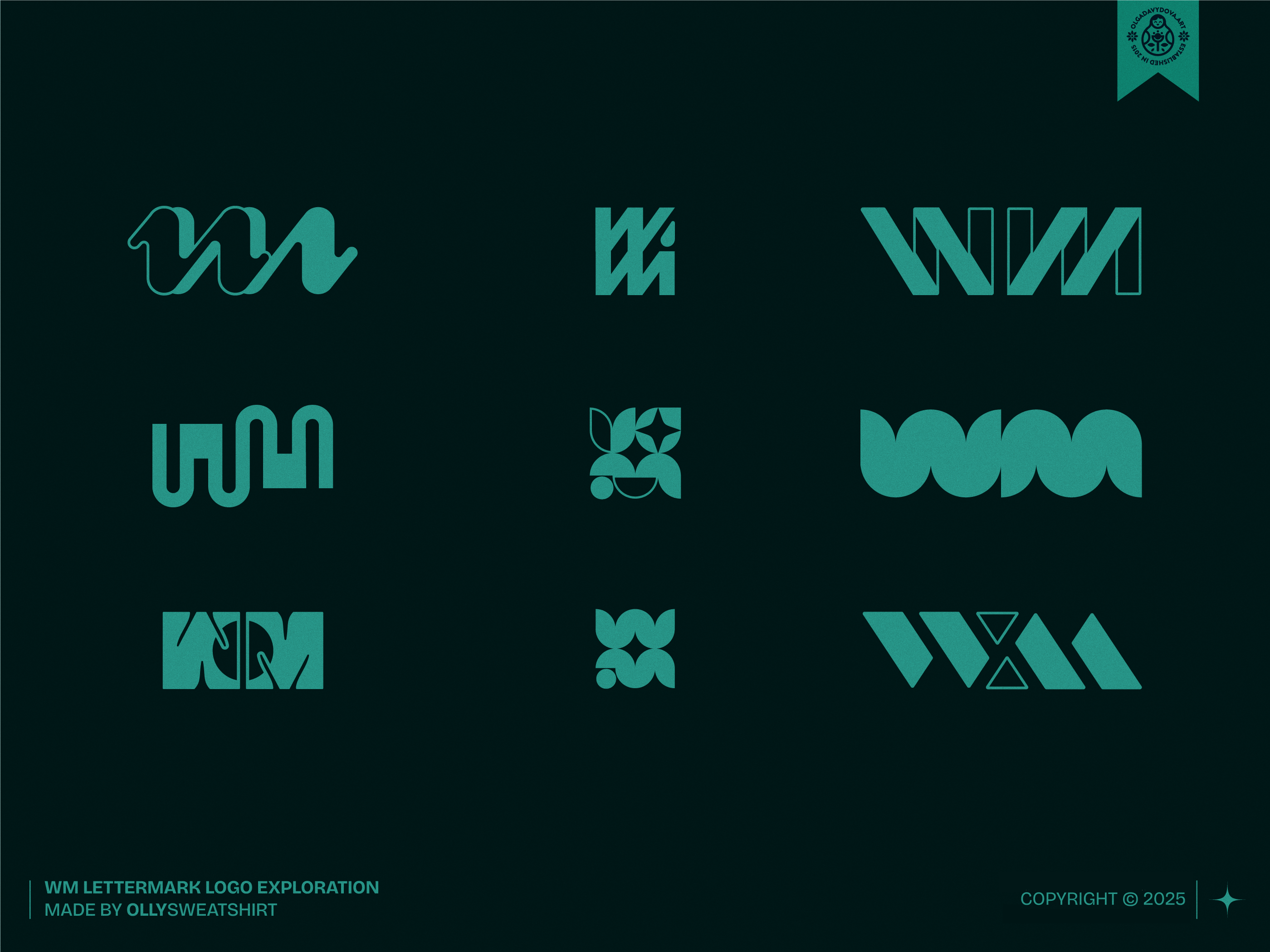 WM Lettermark Logo Exploration branding design icon identity lettermark logo logotype monogram ollysweatshirt licensing vector visual