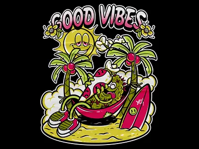 GOOD VIBES - #artforsale art artwork cartoon clothing design digital art digital illustration illustration merch