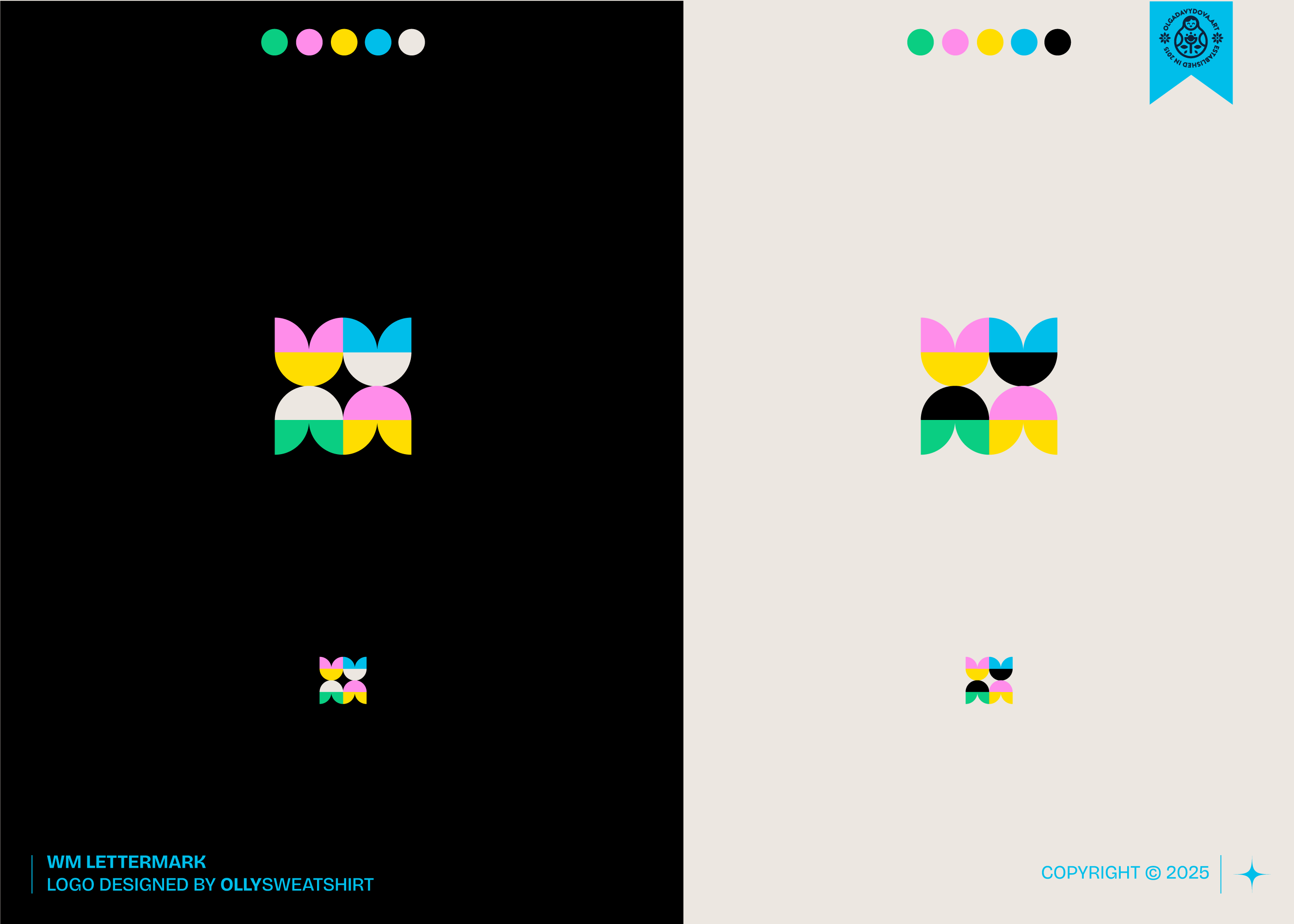 WM Monogram Logo Exploration brand identity branding color palette color scheme colorful design flower geometric icon letter lettermark logo logotype minimal modern monogram vector visual identity