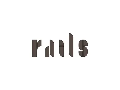 Rails Logo brown flat graphic design gray logo logotype minimal rails simple stencil typography vector