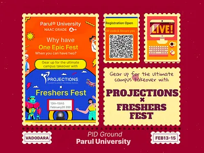 Double the Vibes: Projections × Freshers Fest branding graphic design typography ui